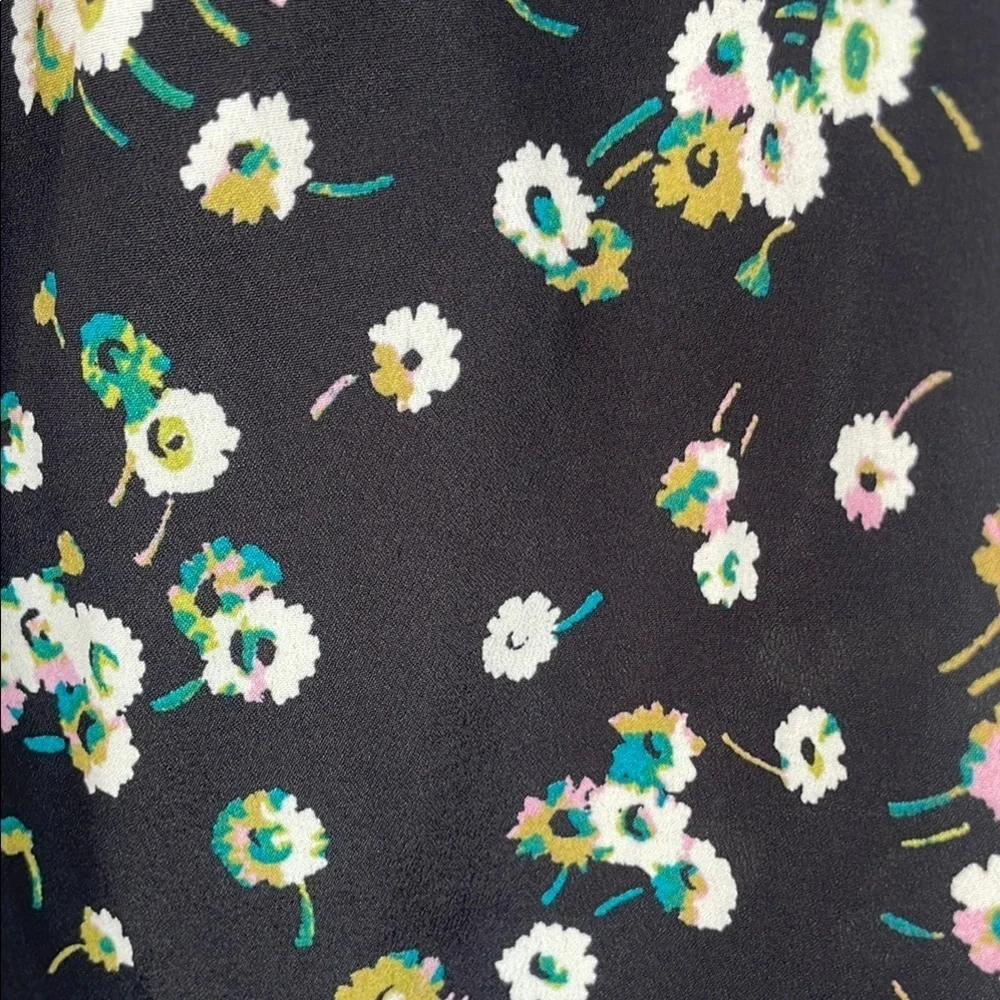 BeBop Black Floral Dress Decorative Sailor Bib Drawstring Waist Pockets Large